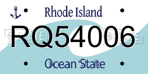 RQ54006 Rhode Island License Plate
