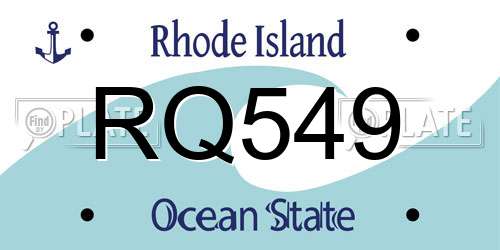 RQ549 Rhode Island License Plate