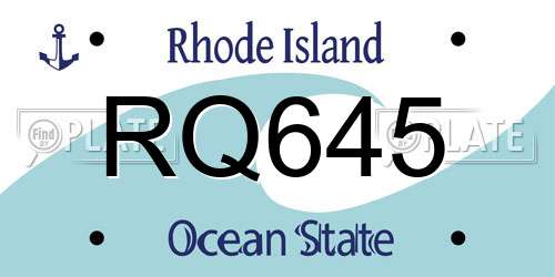 RQ645 Rhode Island License Plate