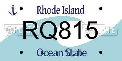 RQ815 Rhode Island License Plate