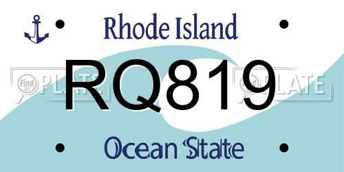 RQ819 Rhode Island License Plate