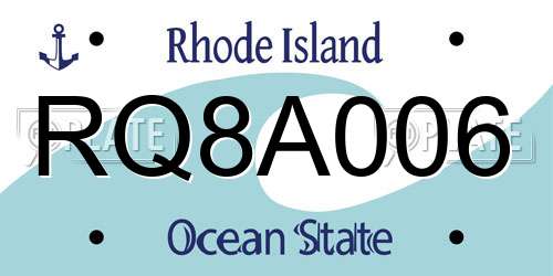 RQ8A006 Rhode Island License Plate