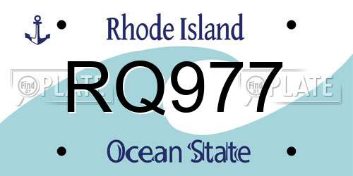 RQ977 Rhode Island License Plate