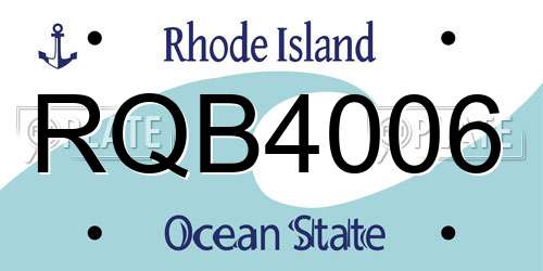 RQB4006 Rhode Island License Plate
