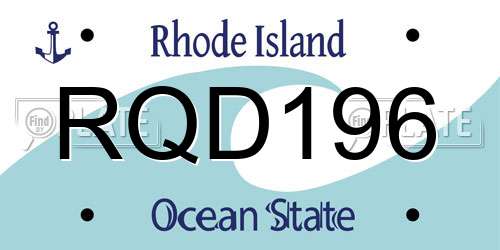 RQD196 Rhode Island License Plate