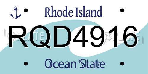RQD4916 Rhode Island License Plate