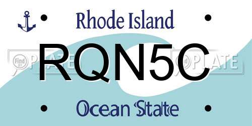RQN5C Rhode Island License Plate