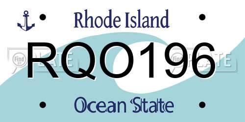 RQO196 Rhode Island License Plate