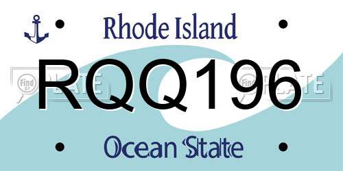 RQQ196 Rhode Island License Plate