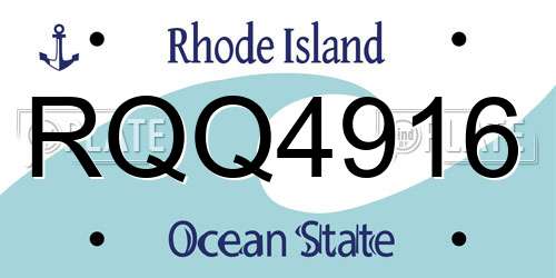 RQQ4916 Rhode Island License Plate
