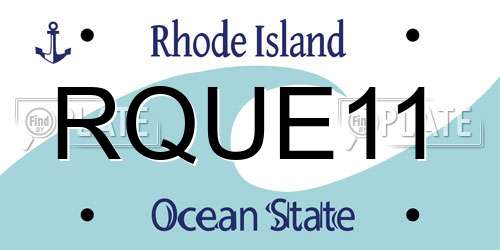 RQUE11 Rhode Island License Plate