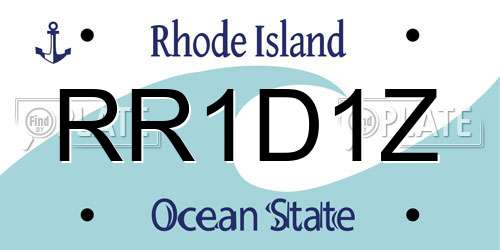 RR1D1Z Rhode Island License Plate
