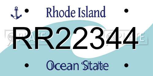 RR22344 Rhode Island License Plate
