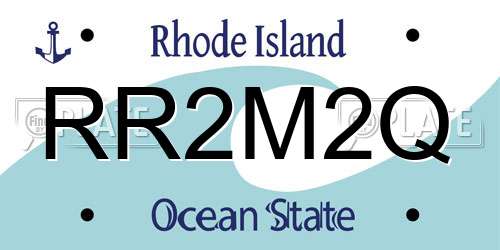 RR2M2Q Rhode Island License Plate