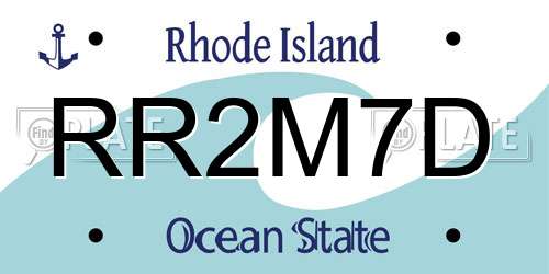 RR2M7D Rhode Island License Plate