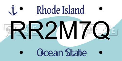 RR2M7Q Rhode Island License Plate