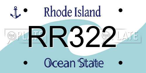 RR322 Rhode Island License Plate