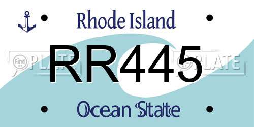 RR445 Rhode Island License Plate