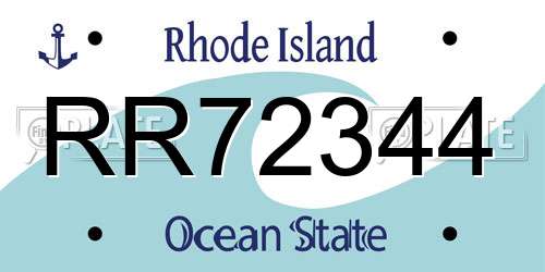RR72344 Rhode Island License Plate