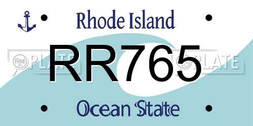 RR765 Rhode Island License Plate