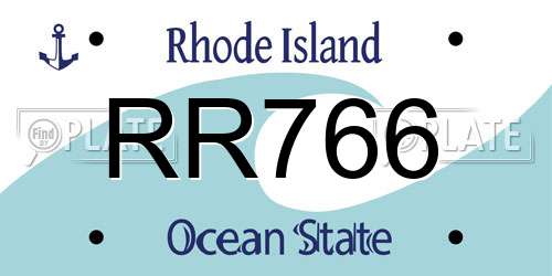 RR766 Rhode Island License Plate