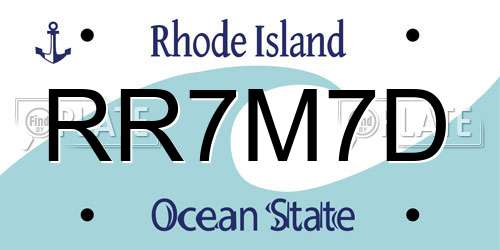 RR7M7D Rhode Island License Plate