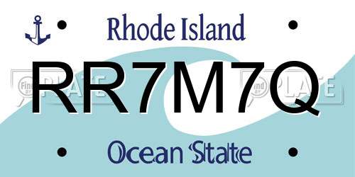 RR7M7Q Rhode Island License Plate