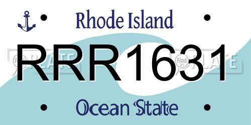 RRR1631 Rhode Island License Plate