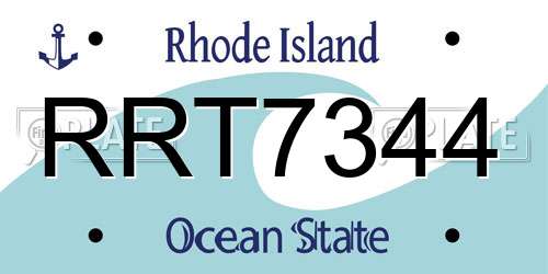 RRT7344 Rhode Island License Plate