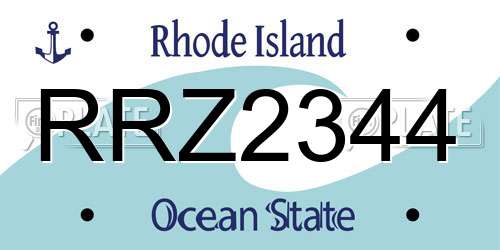 RRZ2344 Rhode Island License Plate