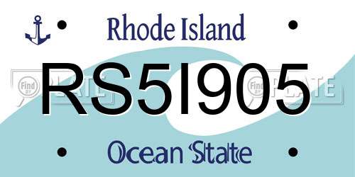 RS5I905 Rhode Island License Plate