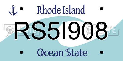 RS5I908 Rhode Island License Plate
