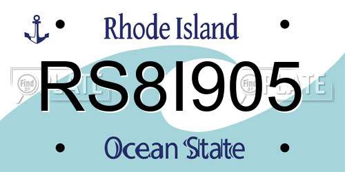RS8I905 Rhode Island License Plate