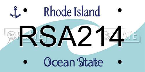 RSA214 Rhode Island License Plate