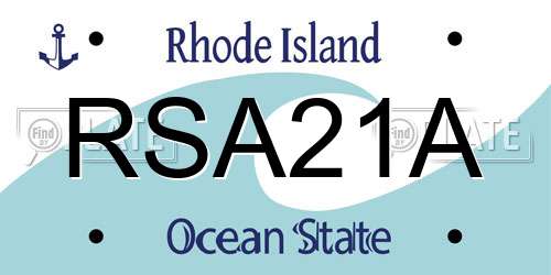 RSA21A Rhode Island License Plate