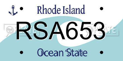 RSA653 Rhode Island License Plate