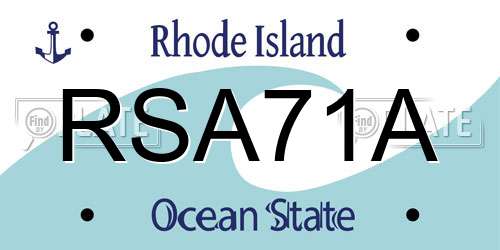 RSA71A Rhode Island License Plate