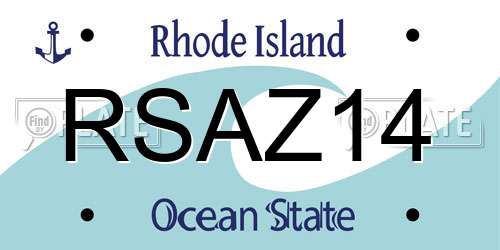 RSAZ14 Rhode Island License Plate