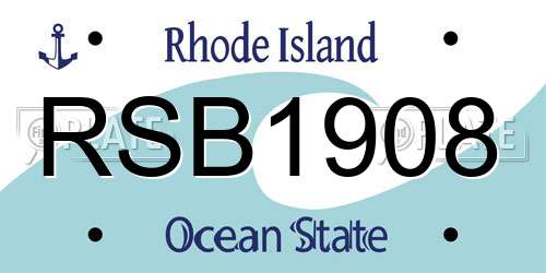 RSB1908 Rhode Island License Plate