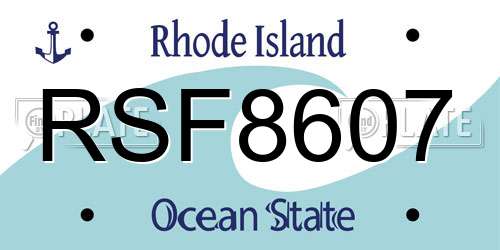 RSF8607 Rhode Island License Plate