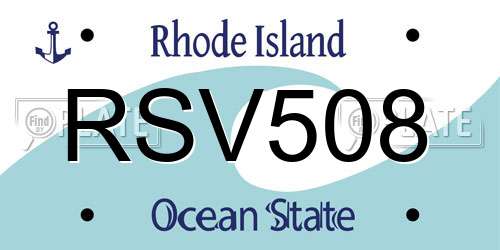 RSV508 Rhode Island License Plate