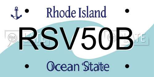 RSV50B Rhode Island License Plate