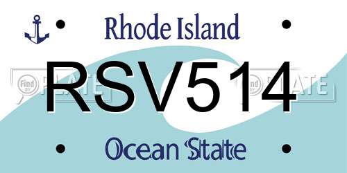 RSV514 Rhode Island License Plate