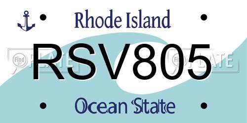 RSV805 Rhode Island License Plate