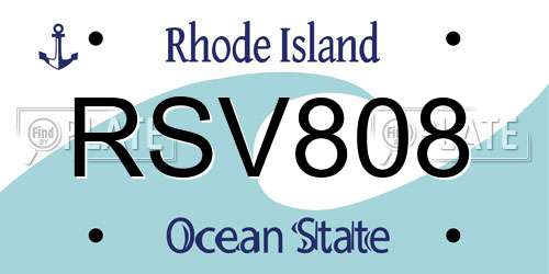 RSV808 Rhode Island License Plate