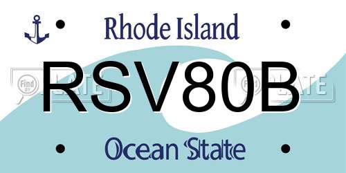 RSV80B Rhode Island License Plate