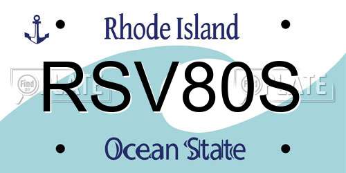 RSV80S Rhode Island License Plate