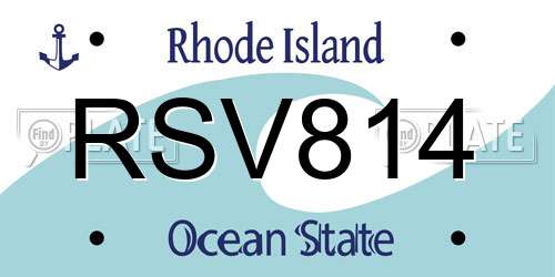 RSV814 Rhode Island License Plate