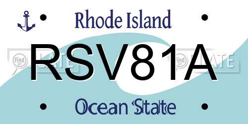 RSV81A Rhode Island License Plate