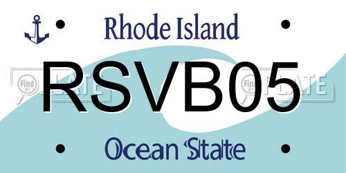 RSVB05 Rhode Island License Plate